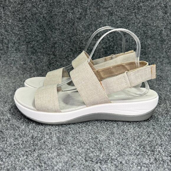 Clarks Cloudsteppers Sandals Women's Size 11 Tan Grey‎ Adjustable Strap Sandals - Picture 4 of 12